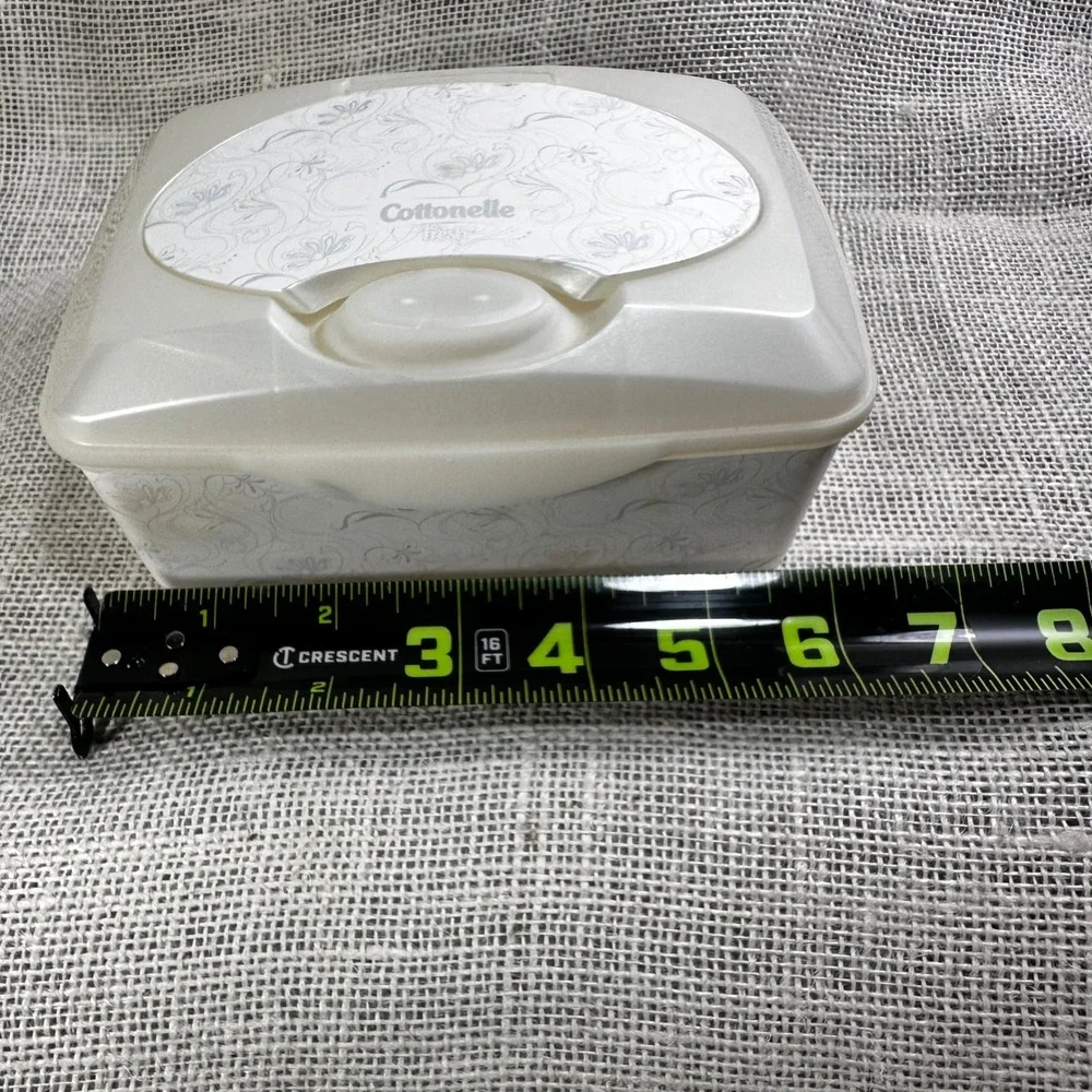 Cottonelle Fresh Flushable Wipes Refillable Plastic Dispenser Empty White Floral
